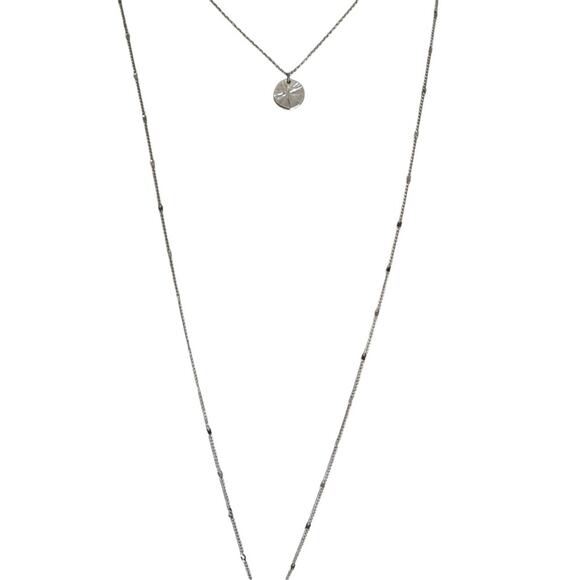 LC Lauren Conrad NIP Silver Tone Double Strand Sand Dollar Pendants Necklace - Picture 4 of 11